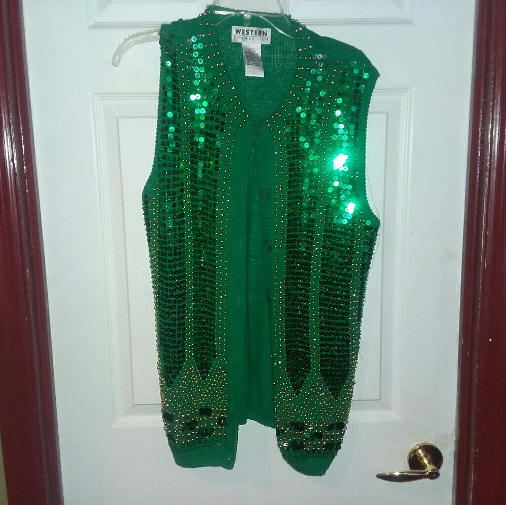 Green Sequin Vest
